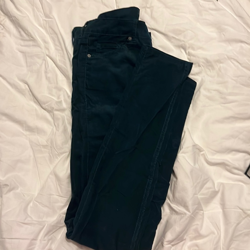 Dark teal corduroy skinny jeans